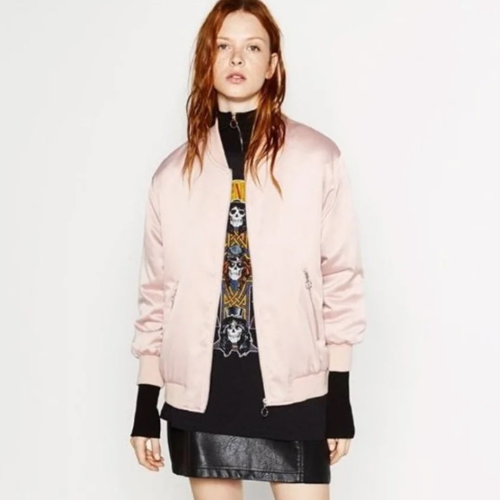 Pink zara bomber jacket